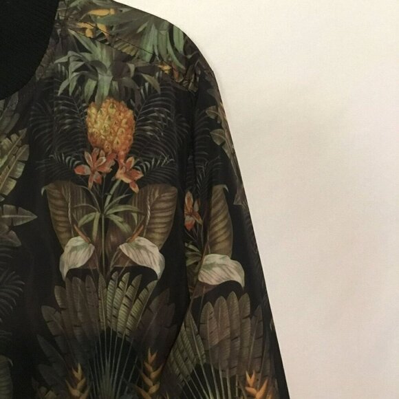 Cuidado con el Perro Men's Bomber Jacket Pineapple Pattern Size Large Black - Picture 2 of 10